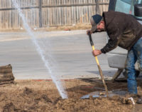 Water line break soaks city street