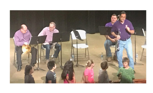 Key City Brass Quintet performs for local students