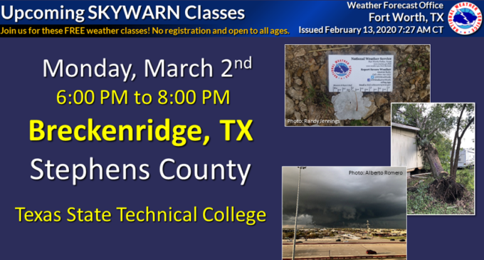 Local Storm Spotter Class scheduled for March 2