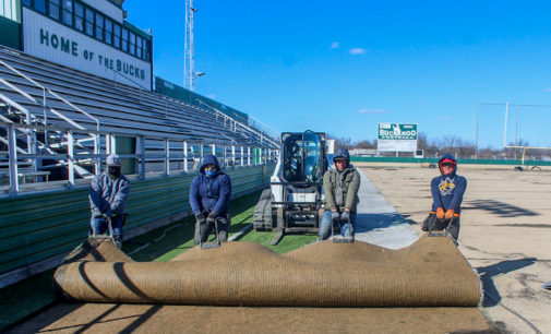 Tearing up the turf: Old artificial grass removed from Buckaroo Stadium