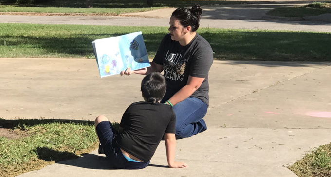 Kindergarten teacher takes her lessons to the driveways of Breckenridge