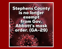 Update: Stephens County no longer exempt from mandatory mask order as number of active COVID-19 cases surpasses 21