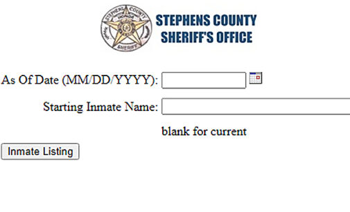 Stephens County Jail’s inmate list now online