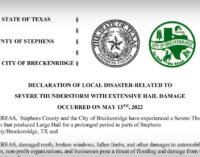Disaster declaration issued for Breckenridge, Stephens County due to storm damage