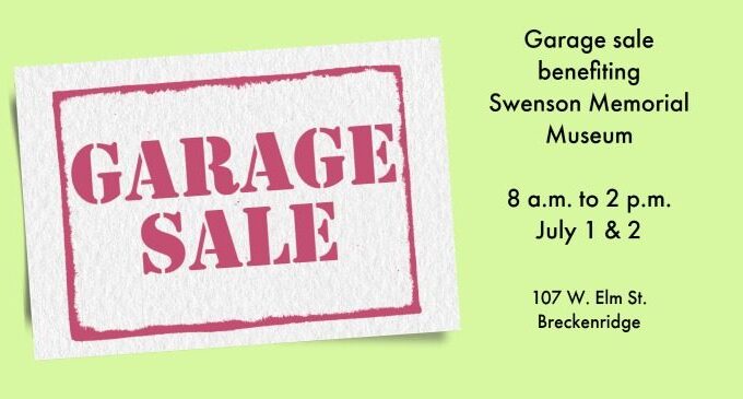 Garage sale to benefit Swenson Memorial Museum