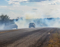 BFD fights wildfire on Highway 67 this afternoon