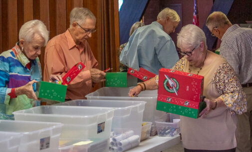 Breckenridge church members fill Christmas Shoeboxes for children around the world