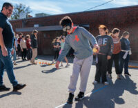 Local junior high kids don ‘drunk goggles’ to experience how alcohol can impair their vision, coordination