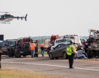 Four-vehicle wreck temporarily closes U.S. 183 South; four transported to area hospitals