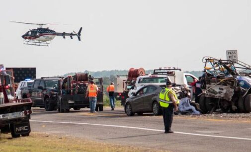Four-vehicle wreck temporarily closes U.S. 183 South; four transported to area hospitals