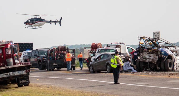 Four-vehicle wreck temporarily closes U.S. 183 South; four transported to area hospitals
