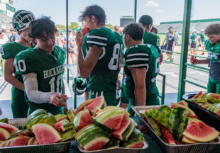 Pictures, football and watermelon at 2026 Buckaroo Watermelon Scrimmage