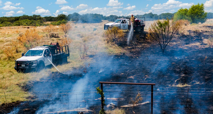 Wildfire burns dozens of acres on Highway 67; local firefighters, Forest Service on scene